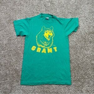 Vintage 80s/90s Grant Elementary School Size Small Green Tee Short‎ Sleeve
